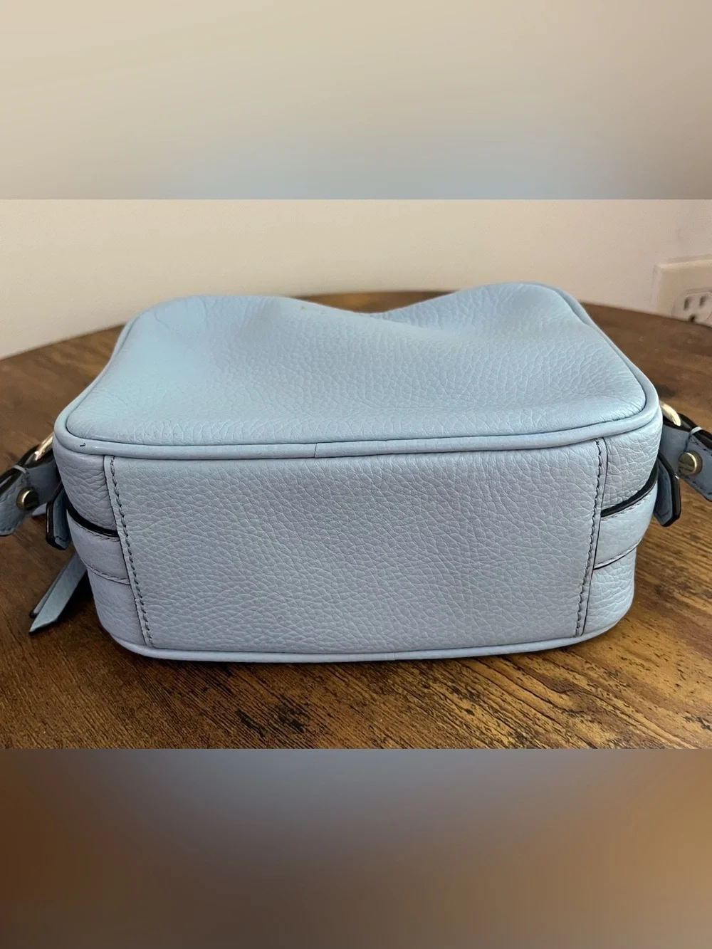 Kate Spade New York Light Blue Pebbled Leather Camera Crossbody Bag